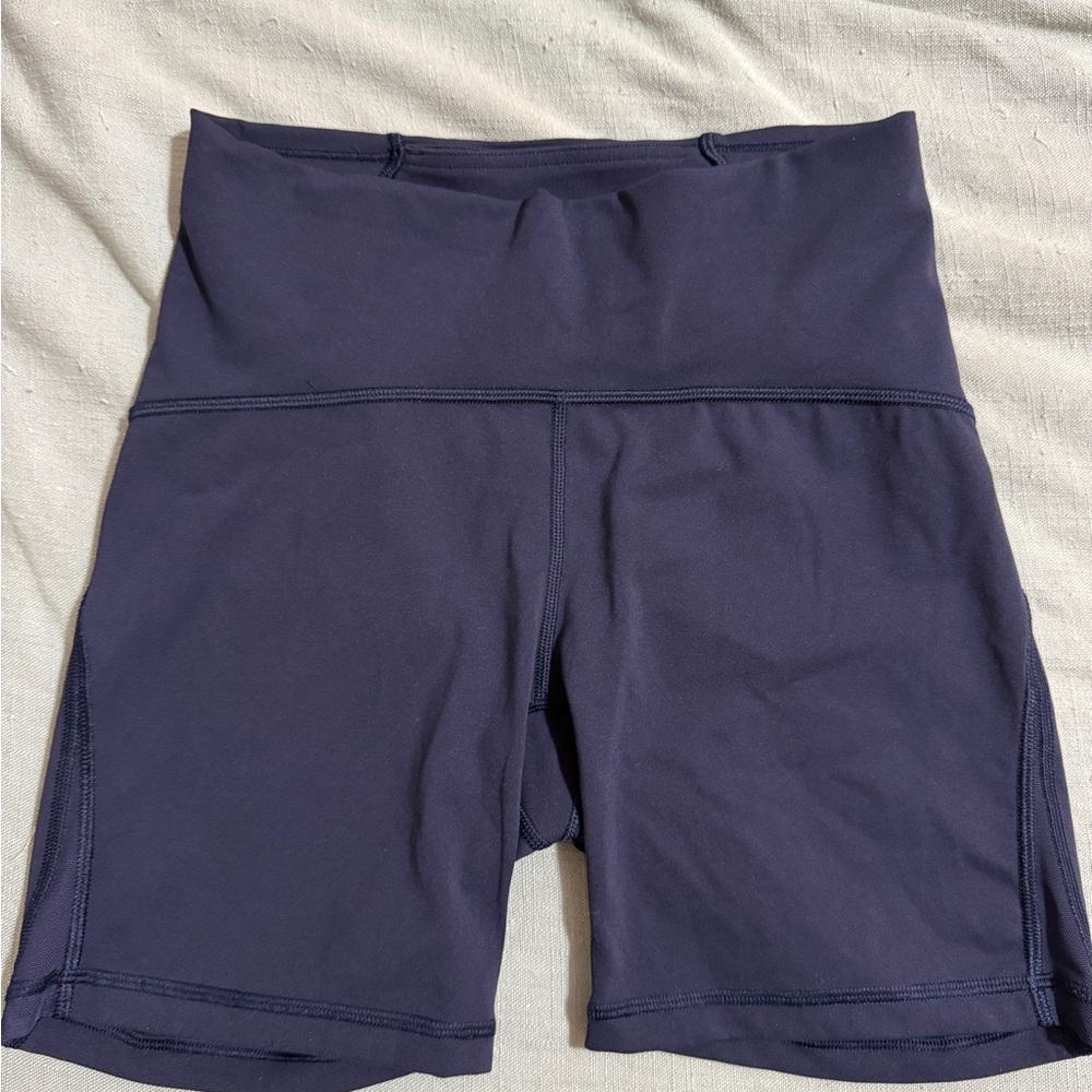 Lululemon Athletica Blue Bike Shorts High-Waisted Compression
